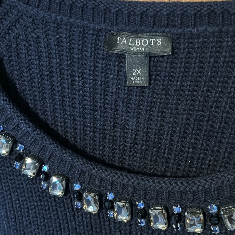 Talbots Navy sweater - Picture 3 of 4